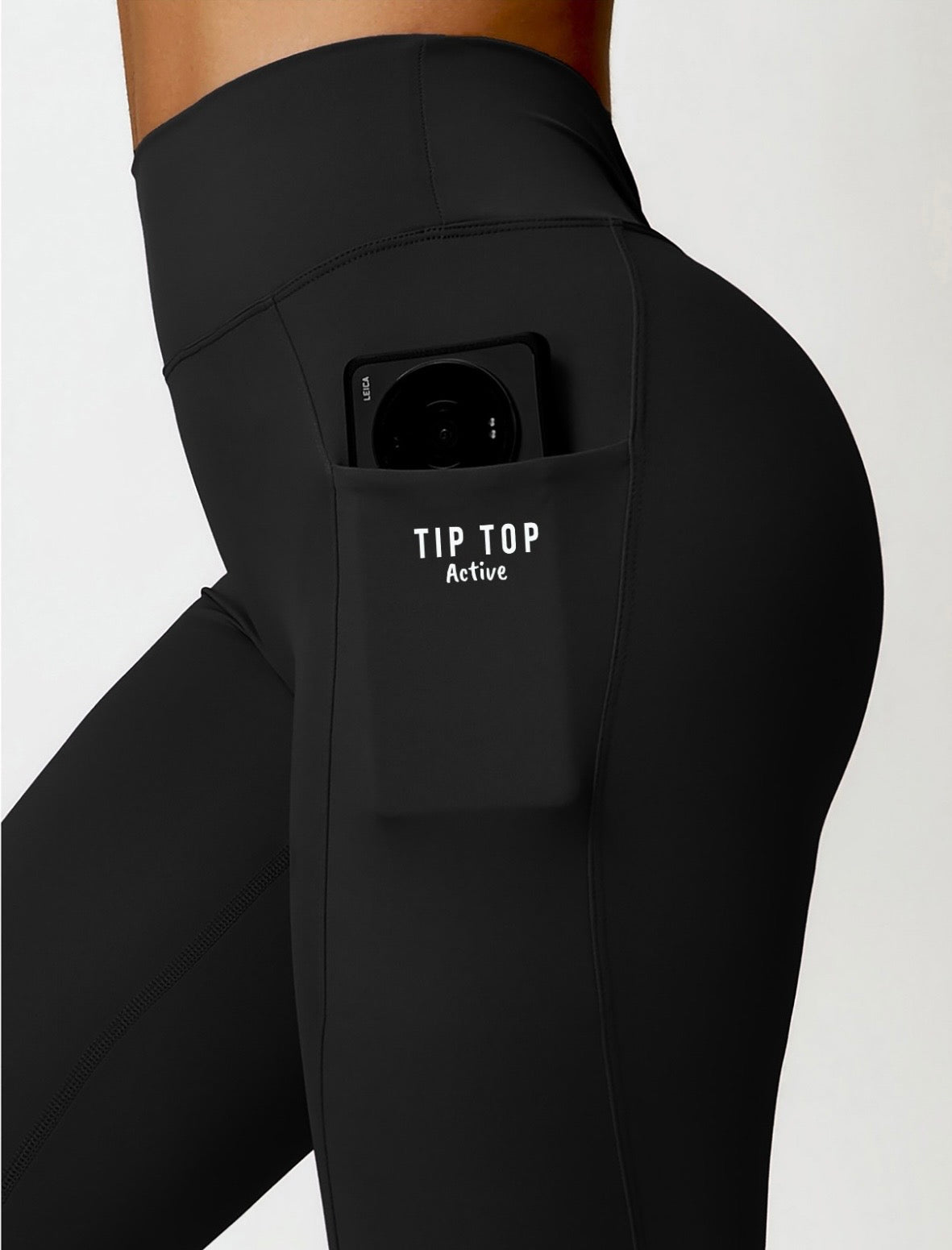 Black High Waist Scrunch Bum leggings with Side pockets