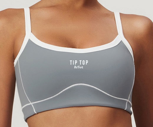 Grey Sports bra with White trim