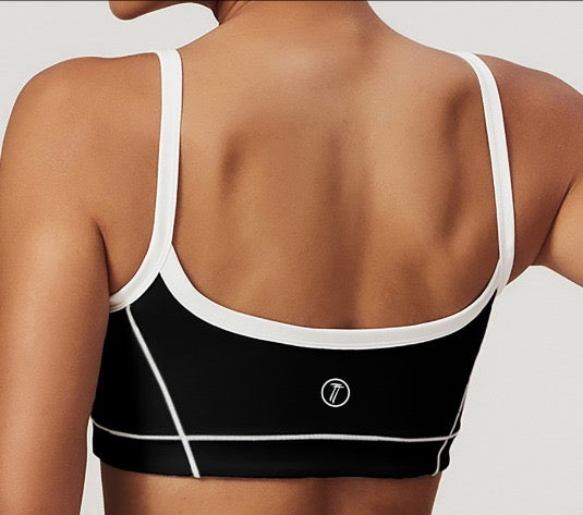 Black Sports bra with White trim