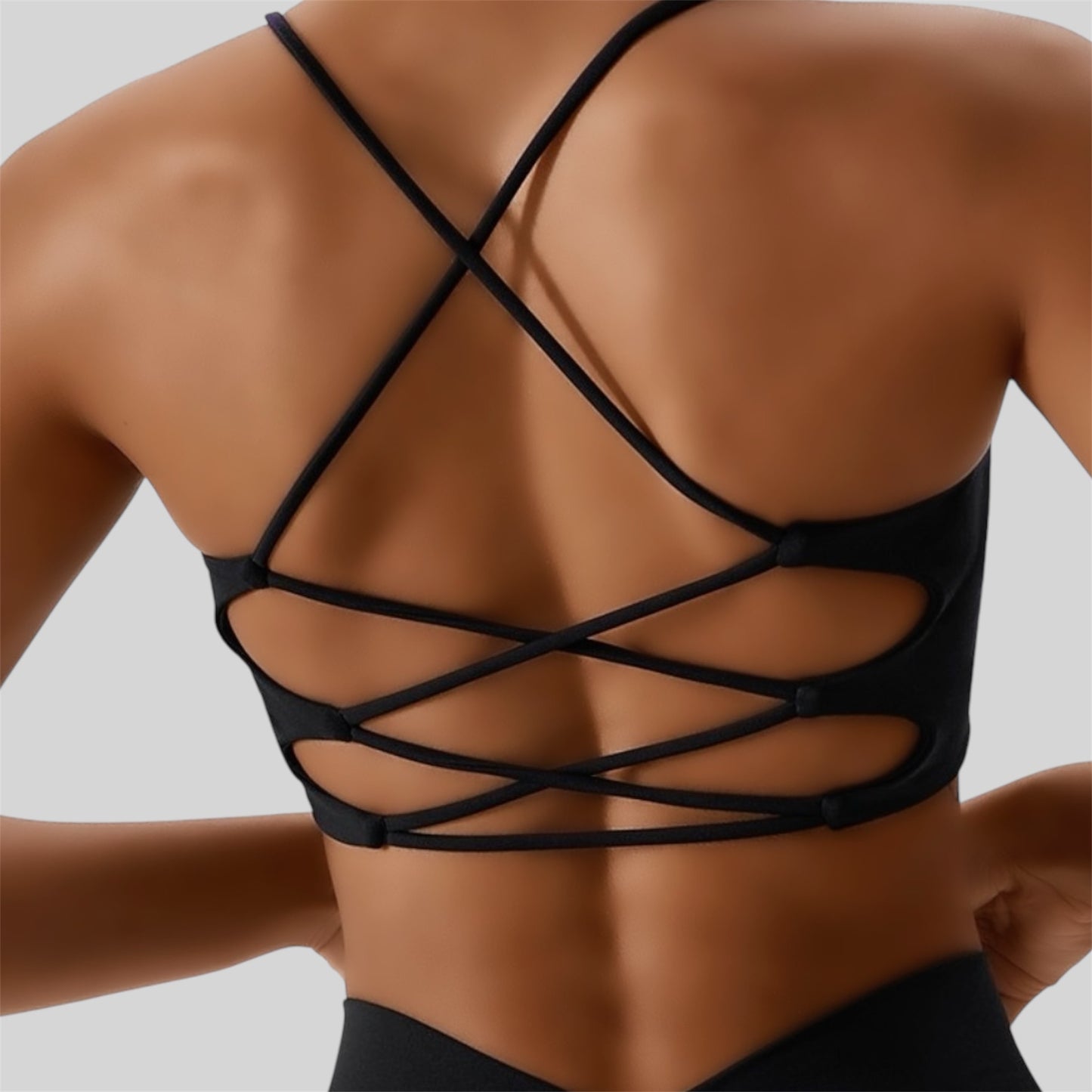 Black Criss-Cross Padded Sports-bra / Crop top