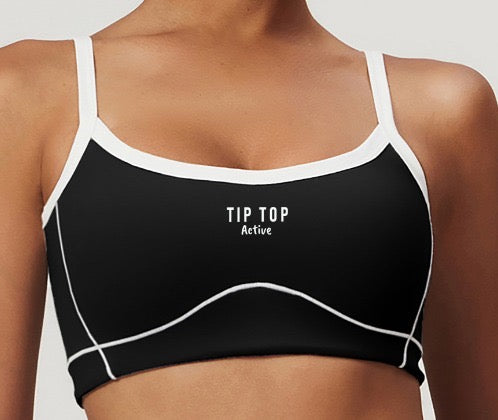 Black Sports bra with White trim