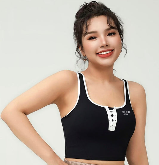 Lace Up Padded Sports Bra Crop Top