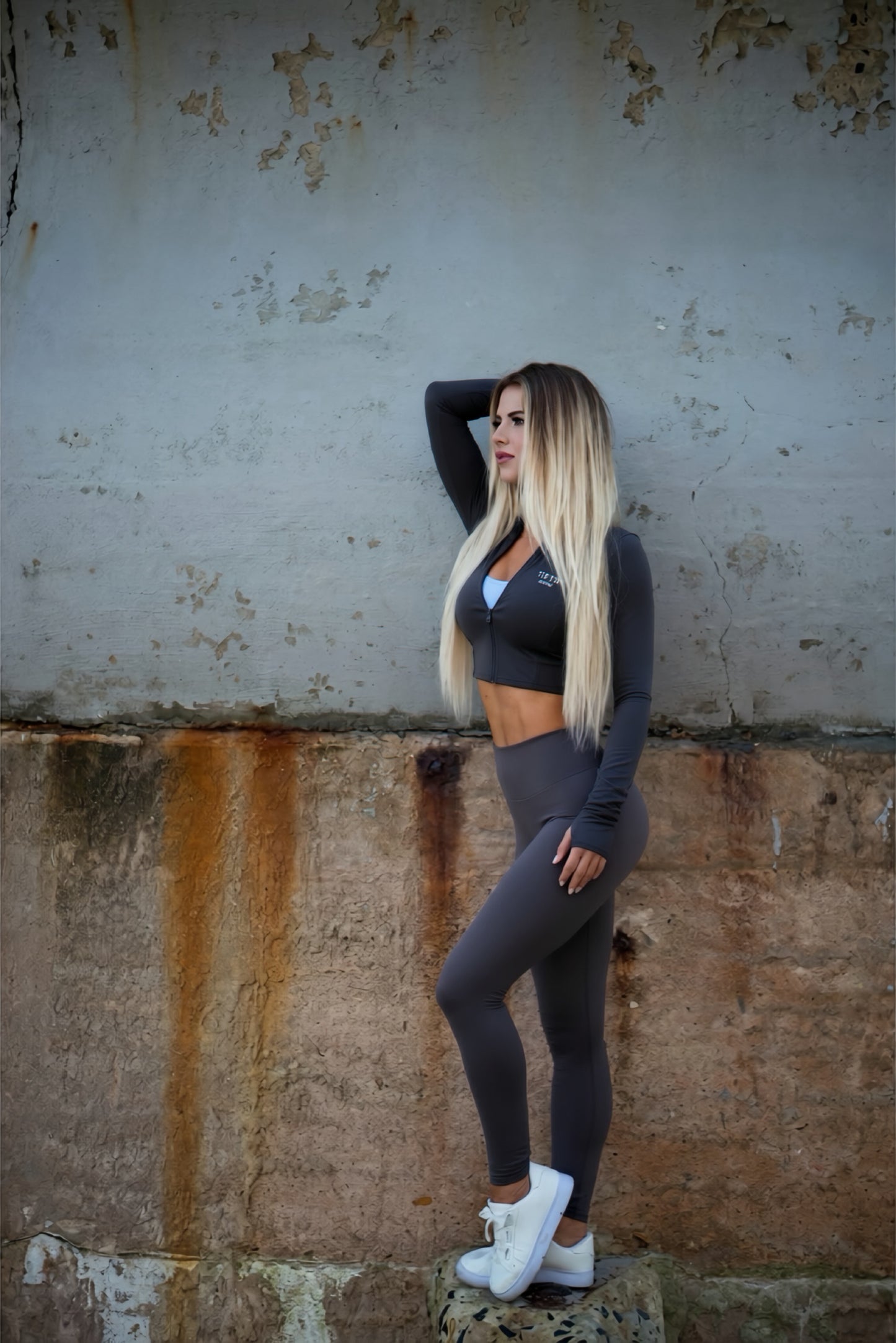 Grey High Waist Figure Legging Full length