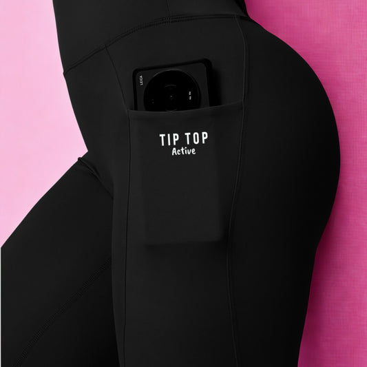 Black High Waist Scrunch Bum leggings with Side pockets